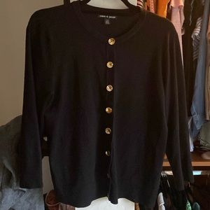 Vintage style black sweater with gold buttons